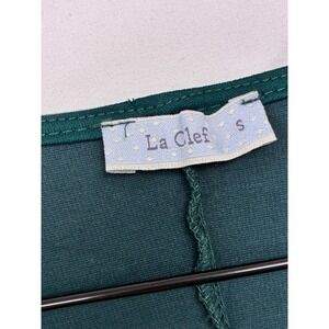 La Clef Workwear Midi Dress Dark Academia Pleated Waist Small Emerald Green